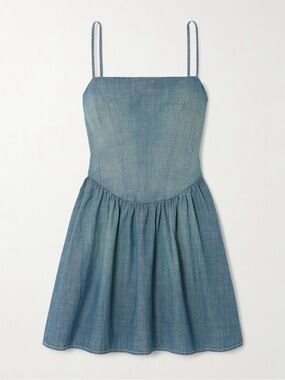 RE\DONE & PAM organic cotton mini chambray dress size small